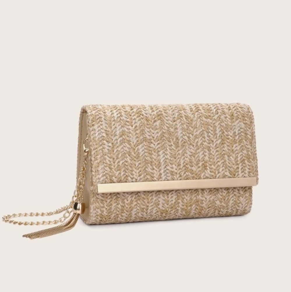 NATURAL COLOR WOVEN DESIGN CROSSBODY